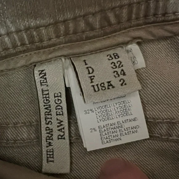 BRUNELLO CUCINELLI Sz 2 The Wrap Straight Jeans Raw Hem Khaki Denim Orig $1495